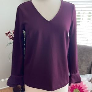 Ann Taylor plum long sleeve knit top. Sz Mp GUC
